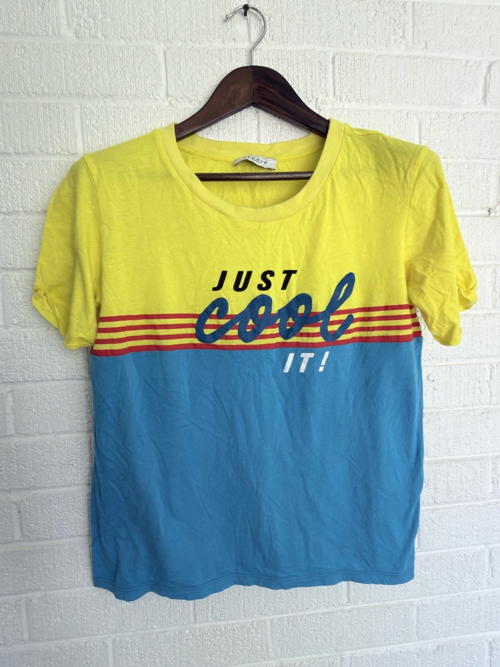 Sandro Yellow & Blue 'Just Cool It' Short Sleeve Tee